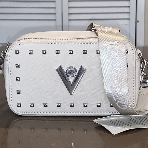 Valentino Orlandi Handbags - NWT Valentino Orlandi Studded Double Zip Crossbody Guitar Strap Camera Bag